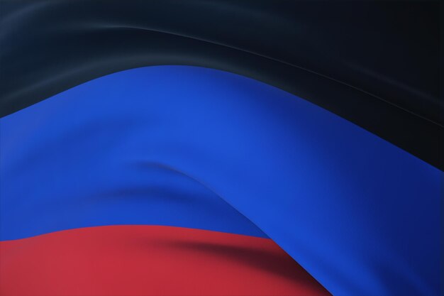 Ondeando banderas del mundo - bandera de la República Popular de Donetsk. Vista de cerca, ilustración 3D.