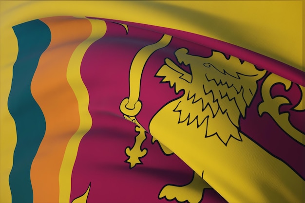 Ondeando banderas del mundo - bandera de Sri Lanka. Vista de cerca, ilustración 3D.