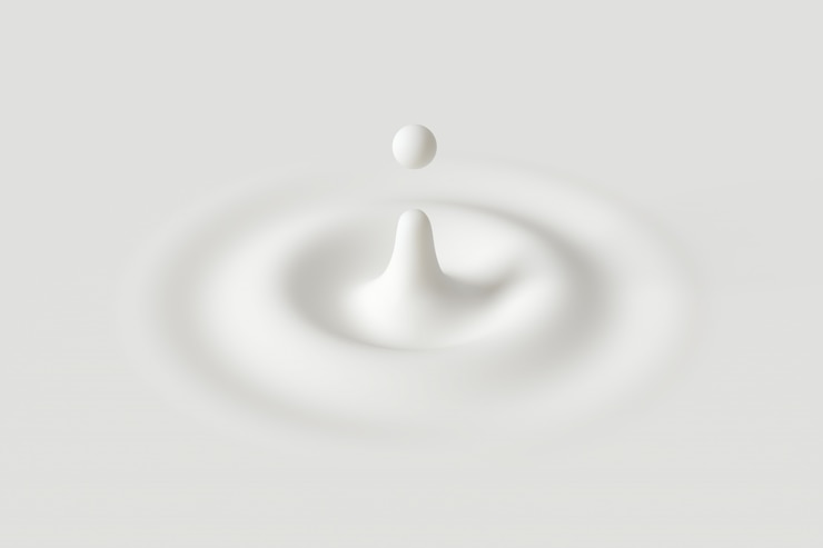 Ondulación de gota de leche en 3D rendering