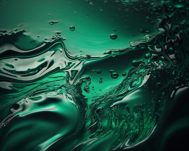 Ondulada e salpicada, transparente, verde-escura, superfície de água clara, generativa, Inteligência Artificial
