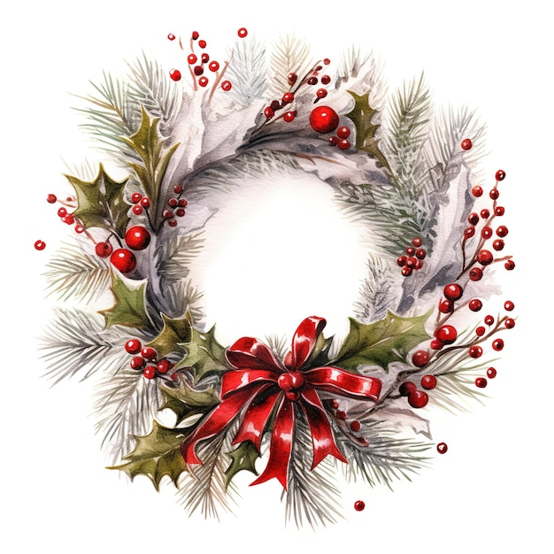 Foto one christmas wreath on a white background
