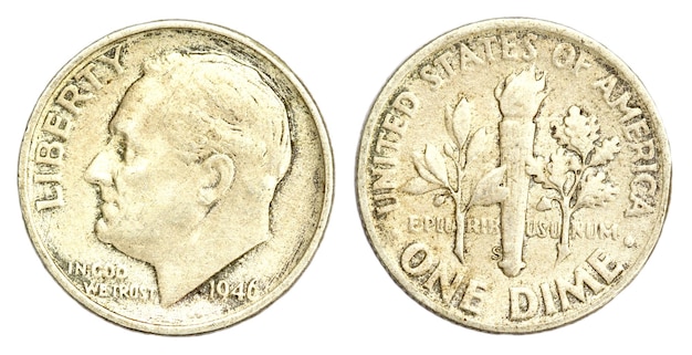 One Dime Coin dos EUA de 1946 de perto