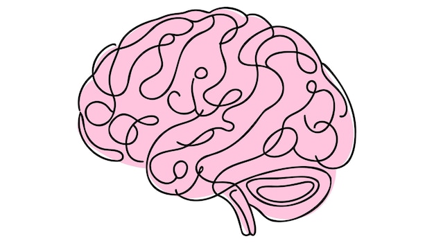One-Line-Brain-Design-Silhouette Logo-Design im handgezeichneten Minimalismus-Stil