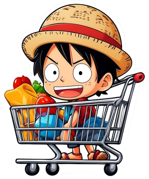 One Piece Anime mit Einkaufswagen Anime Merchandise Einkauf für One Piece Luffy