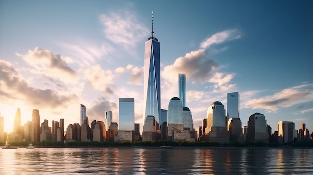 One World Trade Center y horizonte de Manhattan en New Generative Ai