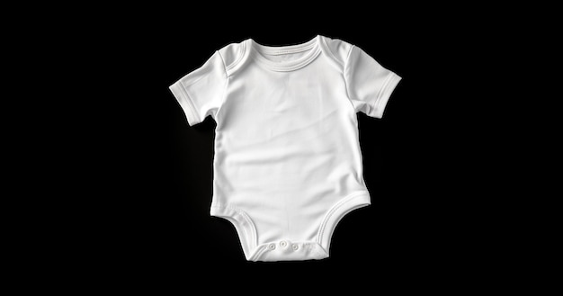 Onesie de bebé blanco aislado sobre fondo negro Bueno para insertar su diseño Body de bebé nuevo blanco Primer plano Lugar vacío para texto o logotipo en prendas de vestir