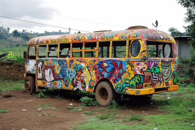 Ônibus estudantil africano preto Generate Ai