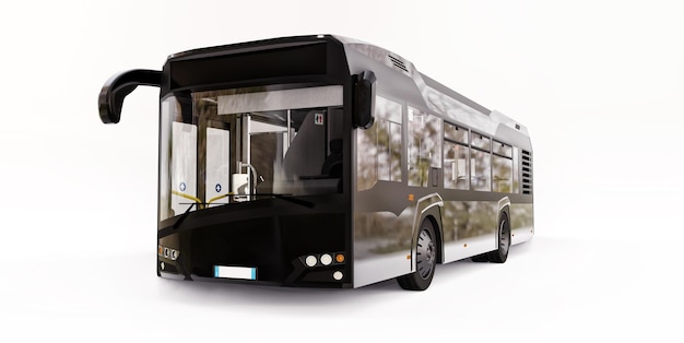 Ônibus preto urbano da mediun em um fundo branco. renderização 3d.