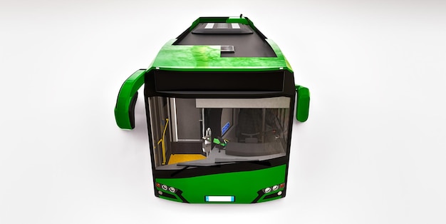 Foto Ônibus verde urbano da mediun em um fundo branco. renderização 3d.