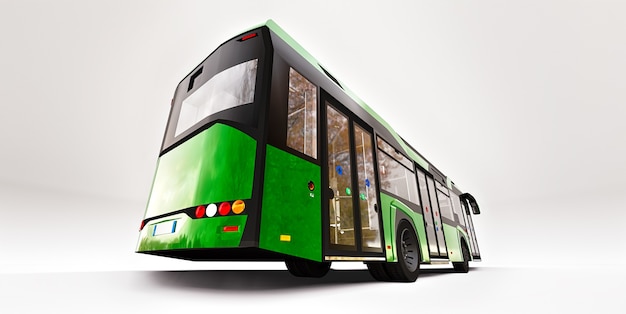 Ônibus verde urbano da mediun em um fundo branco. renderização 3d.