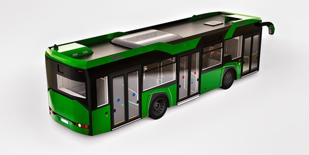 Ônibus verde urbano da mediun em um fundo branco. renderização 3d.