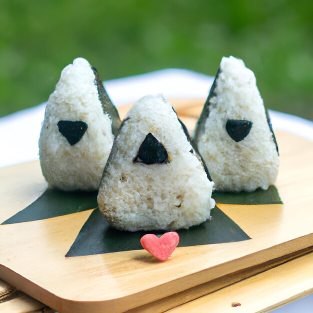 Foto onigiri, ein traditionelles japanisches reisgericht