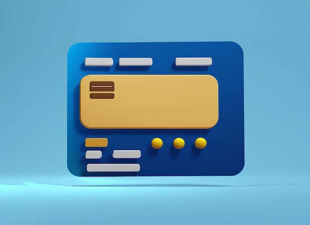 Online 3D-Zahlungskarte auf blauem Hintergrund