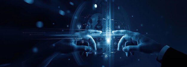 Online-Banking Digital-Banking Virtuelle Bank und digitales Geld Geschäftsmann berührt digitale Bank auf dem Netzwerk von Finanzdaten und Banking FinTech Digitale Technologie Geschäft und Cyber-Sicherheit