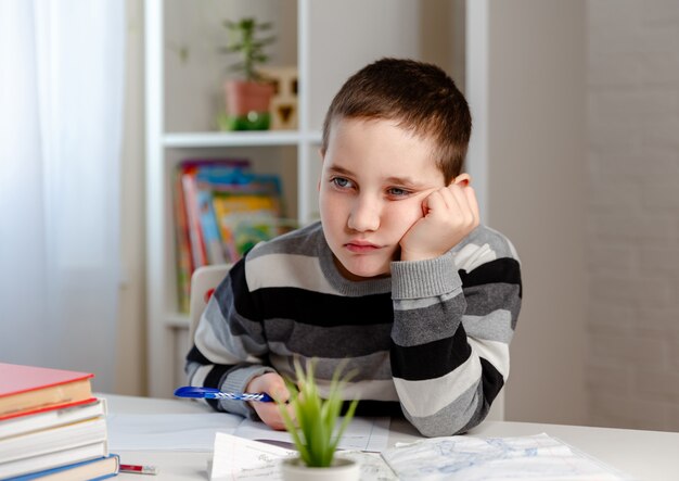 Online-Bildung und Fernunterricht Schüler machen Hausaufgaben