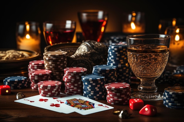 Online-Casinos, Glücksspiel, Nachtleben, Poker, Karten, Roulette, Würfel, Unterhaltung, Chips, Wetten