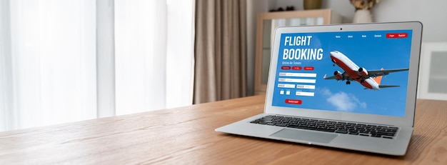 Online-Flugbuchungs-Website bietet ein modisches Reservierungssystem Reisetechnologie-Konzept