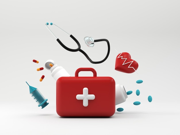 Online-Gesundheits- und Medizinkonzept 3D-Rendering