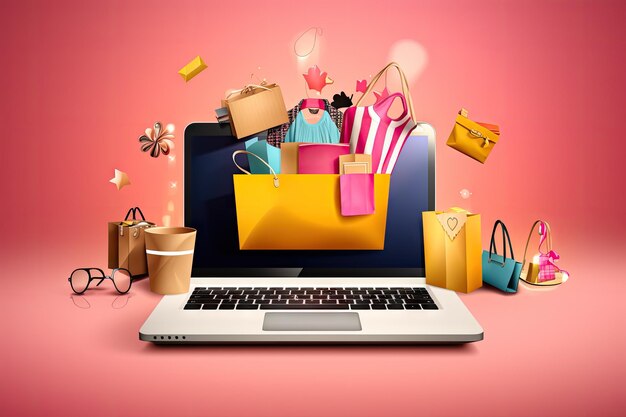 Online-Mode-Shopping mit Laptop