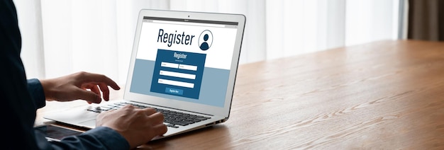 Foto online-registrierungsformular zum ausfüllen moderner formulare auf der internetseite
