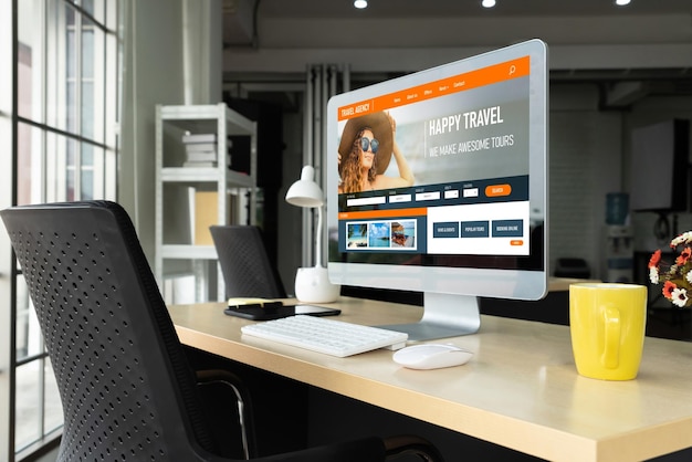 Online-Reiseagentur-Website für modische Suche und Reiseplanung bietet Angebote und Pakete für Flug, Hotel und Tour-Buchung