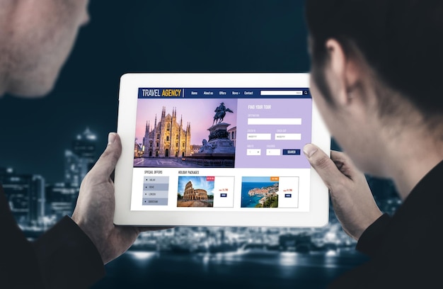 Online-Reisebüro-Website für modische Suche und Reiseplanung