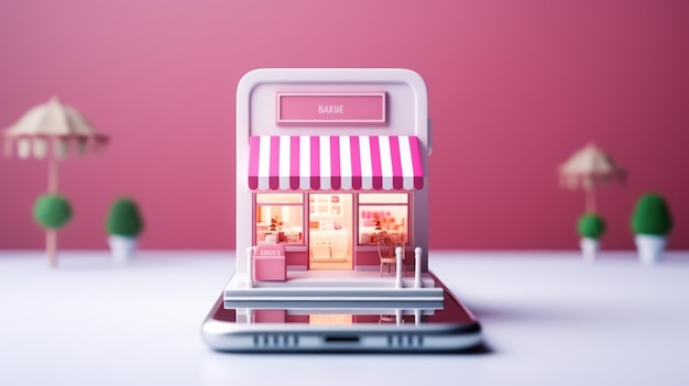 Online-Shop-Konzept-Markt-Shop auf dem Smartphone mit Copy-Space-Hintergrund