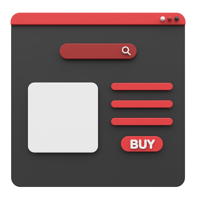 Online-Shopping 3D-Browser Produktseite 3D-Illustration