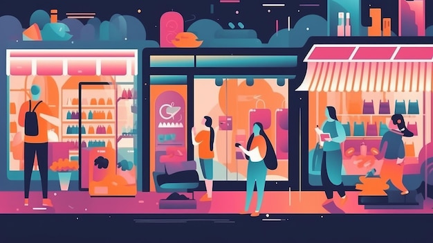 Online-Shopping-Konzept Eine Frau wählt und kauft Produkte im Online-Shop für mobile Anwendungen Generative AI