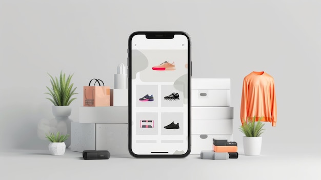 Online-Shopping-Liste und Mobile-App-Marktplatz Sport-Einkauf von Artikeln Mock-up-Banner für Adv