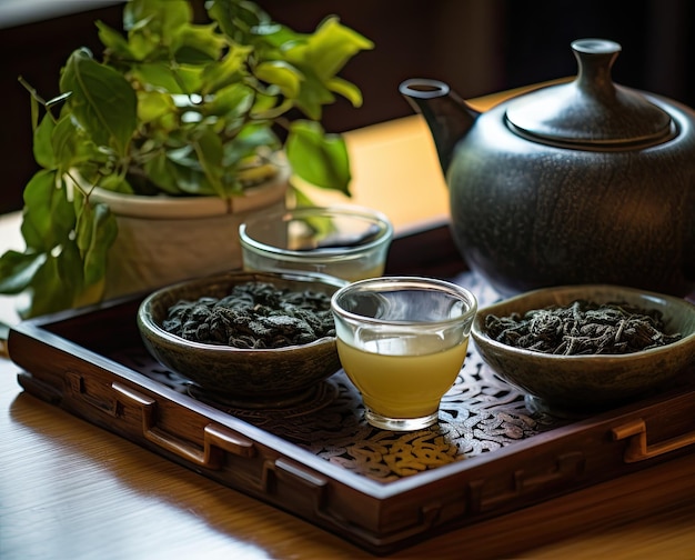 Foto oolong-tee aus dem hochgebirge von taiwan, perfekt für einen nachmittagstee