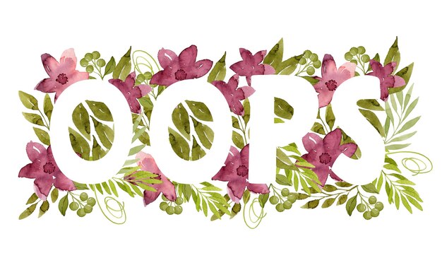 Opa letras com flores em aquarela e ilustração botânica de folhas