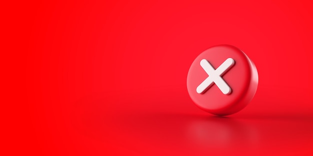 opción cruzada marque ninguna marca símbolo de signo rojo 3d prestados aislado sobre fondo rojo