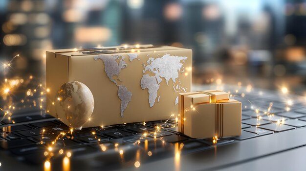 Opciones de envío global en un sitio de comercio electrónico primer plano de las opciones de entrega y seguimiento internacional detallado e informativo