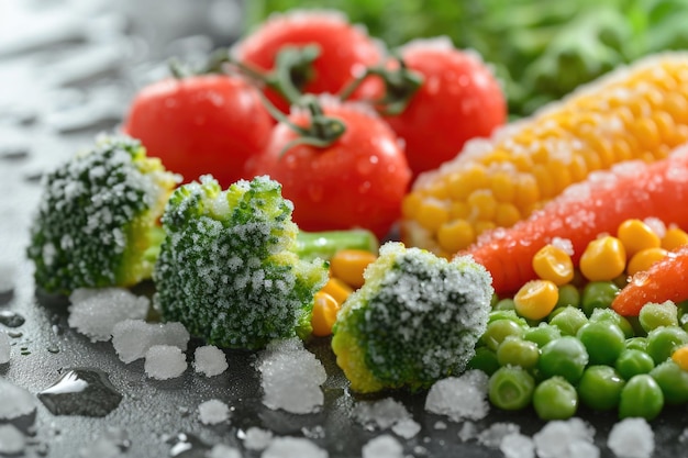 Opciones de verduras congeladas brócoli cerezas tomates maíz guisantes zanahorias