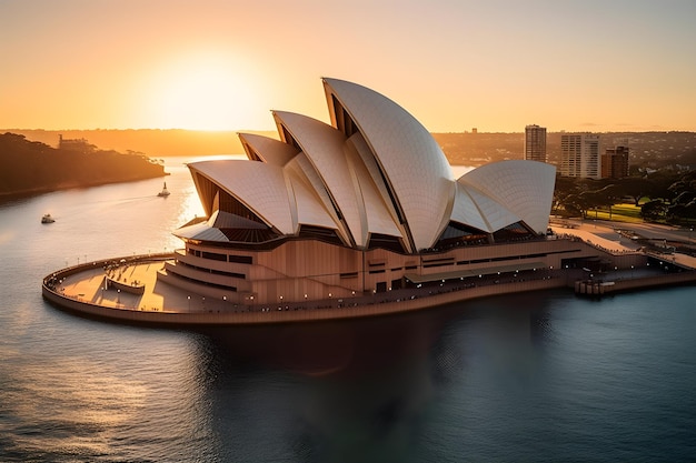 Una ópera de Sydney se ve desde el agua.