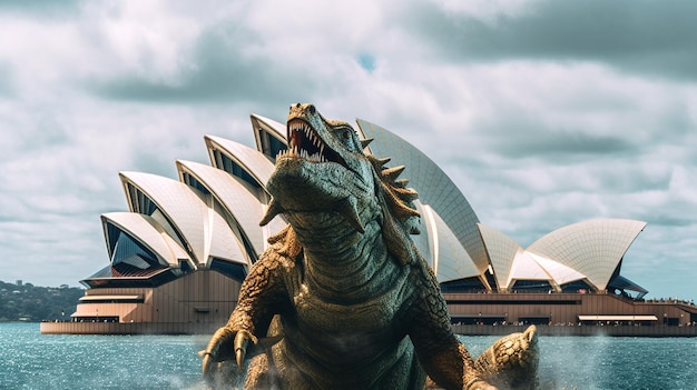 La ópera de Sydney se ve desde el agua.