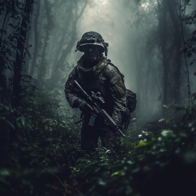 Foto operação da força especial do soldado airsoft