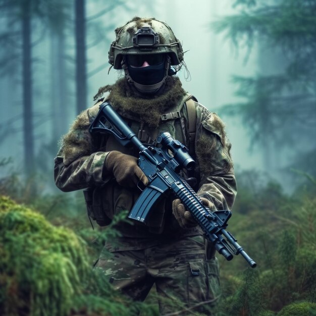 Foto operación de las fuerzas especiales del soldado airsoft