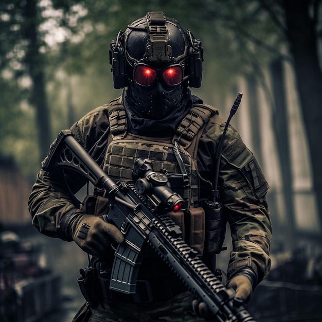 Foto operación de las fuerzas especiales del soldado airsoft