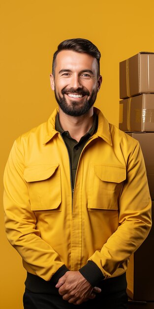 Foto operaciones de almacenamiento en un fondo amarillo sencillo