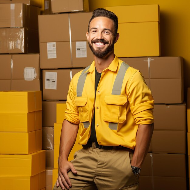 Operaciones de almacenamiento en un fondo amarillo sencillo