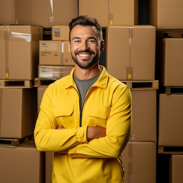 Operaciones de almacenamiento en un fondo amarillo sencillo