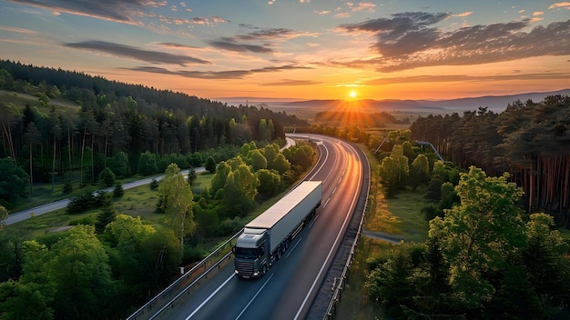 Foto operaciones sostenibles la empresa de logística ecológica mejora la eficiencia del transporte y reduce las emisiones concepto logística eficiencia reducción de emisiones transporte sostenible