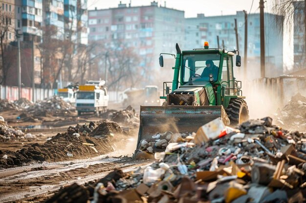 Operador profissional de compactação em movimento Melhor fotografia de imagem compacta