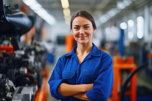 Operadora en una instalación de producción automotriz