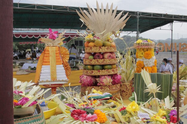 Opfergaben bei der Nyepi-Zeremonie der indonesischen Hindus Yogyakarta Indonesien März 2021