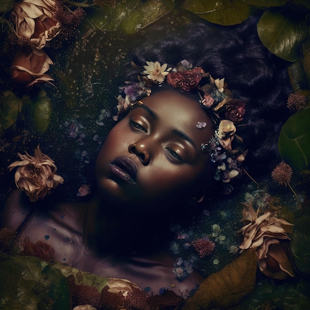 Ophelia039s Elegy Black DarkSkinned Woman como uma Raposa Afogada