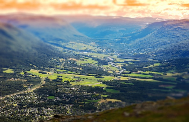 Oppdal valley paisaje bokeh de fondo hd