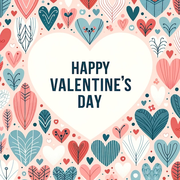 Optimiertes Valentinstag-Design mit skizzierten Herzen in Pastellfarben